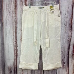 NWT Old Navy Low Waist White Linen Capri Pants Women's Size 12   #4002